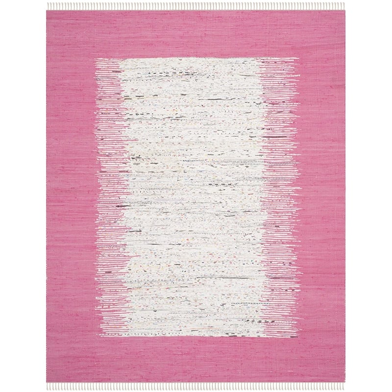Safavieh Montauk 9' X 12' Hand Woven Cotton Pile Rug in Ivory and Pink