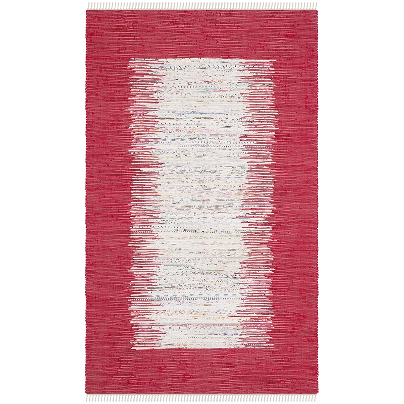 Safavieh Montauk 6' X 9' Hand Woven Cotton Pile Rug in Ivory and Red