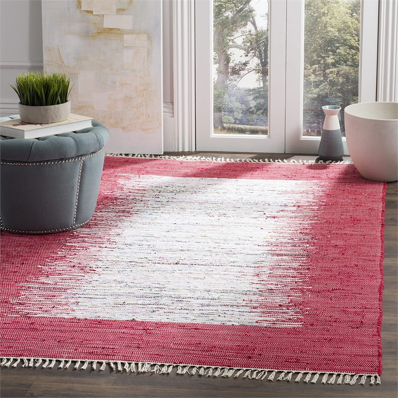 Safavieh Montauk 9' X 12' Hand Woven Cotton Pile Rug in Ivory and Red