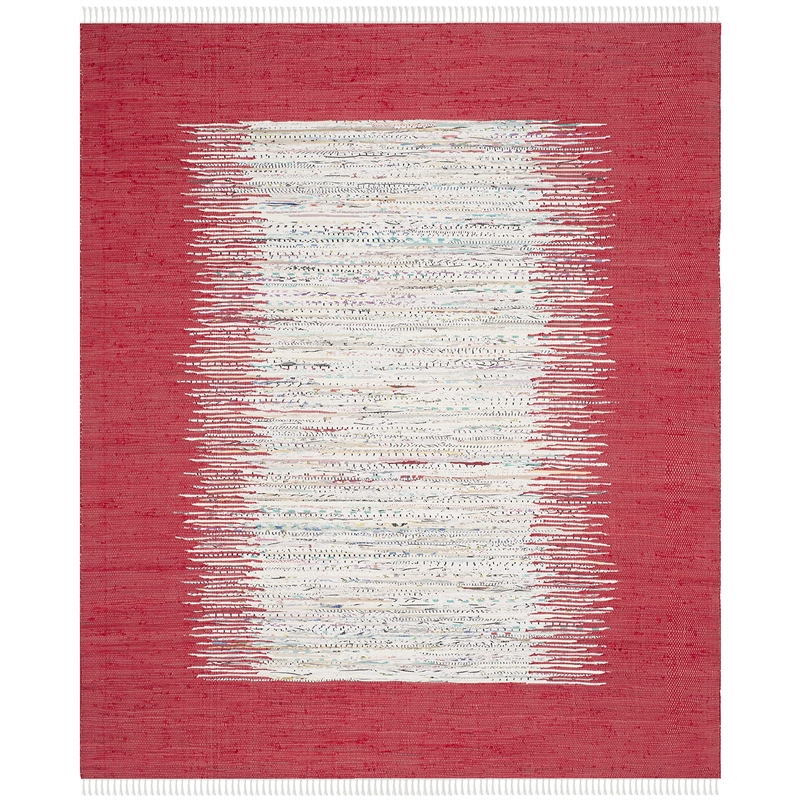 Safavieh Montauk 9' X 12' Hand Woven Cotton Pile Rug in Ivory and Red