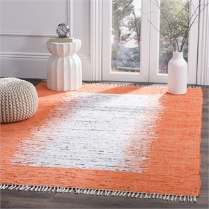 Safavieh Montauk 6' X 9' Hand Woven Cotton Rug in Ivory and Orange