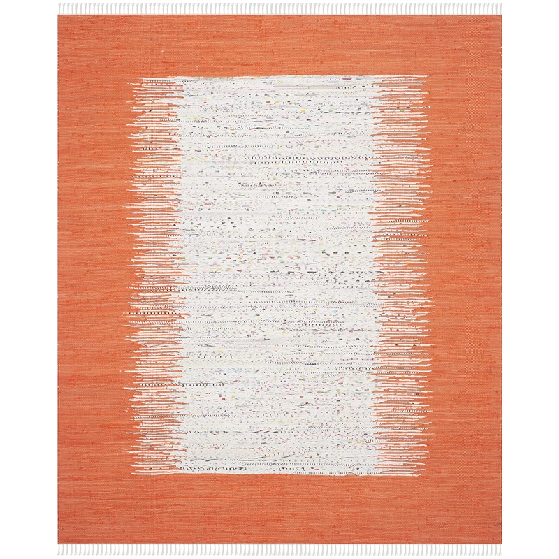 Safavieh Montauk 6' X 9' Hand Woven Cotton Rug in Ivory and Orange