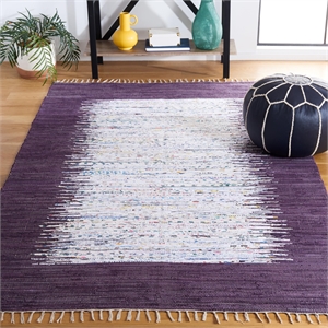 Safavieh Montauk 6' X 9' Hand Woven Cotton Rug in Ivory and Purple