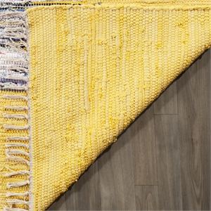 Safavieh Montauk 2'3&quot X 6' Hand Woven Cotton Rug in Ivory and Yellow