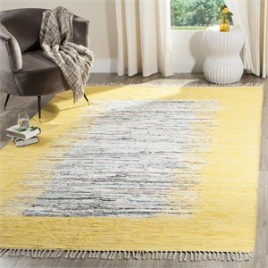 Safavieh Montauk 6' X 9' Hand Woven Cotton Rug in Ivory and Yellow