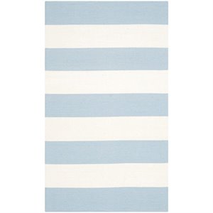 Safavieh Montauk 9' X 12' Hand Woven Cotton Rug in Sky Blue and Ivory