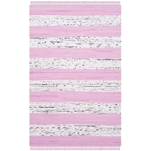 Safavieh Montauk 4' X 6' Hand Woven Cotton Rug in Ivory and Light Pink