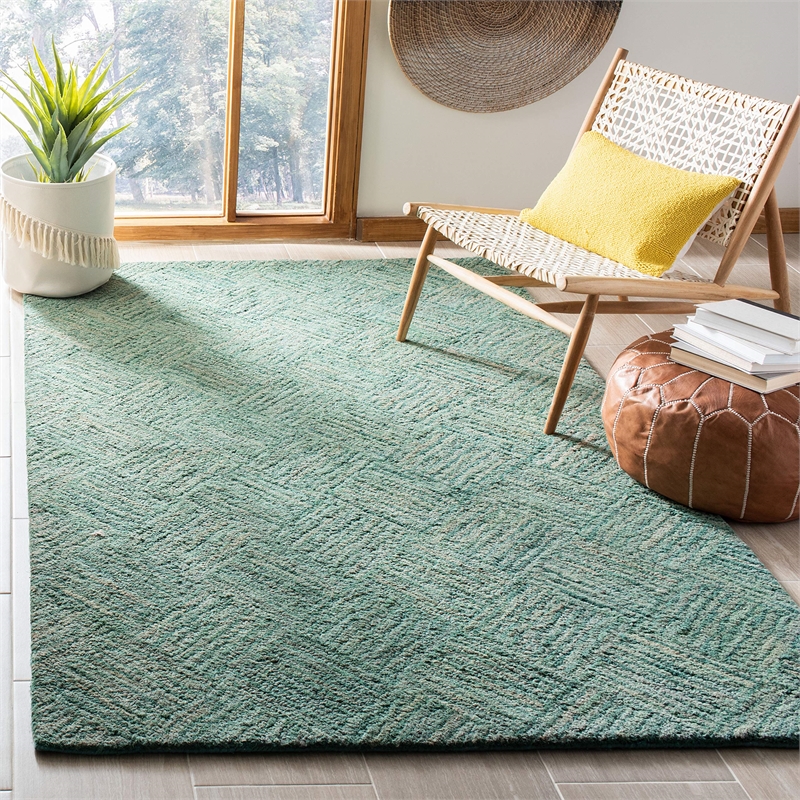 Safavieh Nantucket 8' Square Hand Tufted Cotton Pile Rug in Green