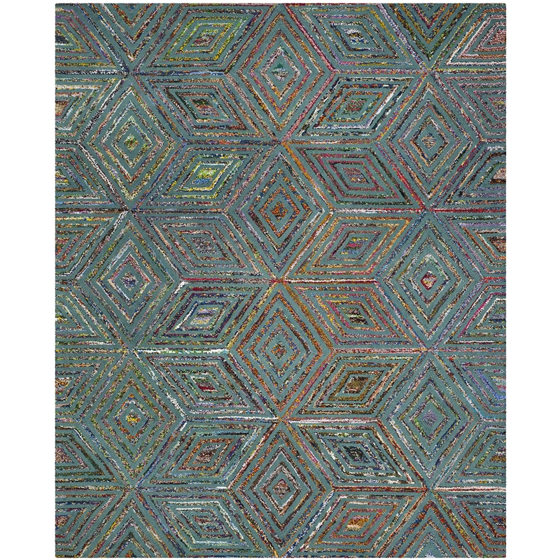 Safavieh Nantucket 9' X 12' Hand Tufted Cotton and Wool Rug in Blue