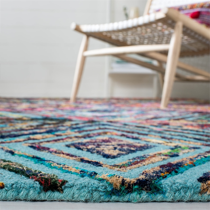 Safavieh Nantucket 9' X 12' Hand Tufted Cotton and Wool Rug in Blue