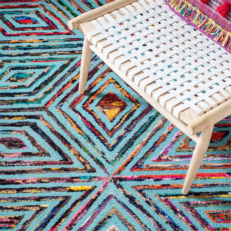 Safavieh Nantucket 9' X 12' Hand Tufted Cotton and Wool Rug in Blue