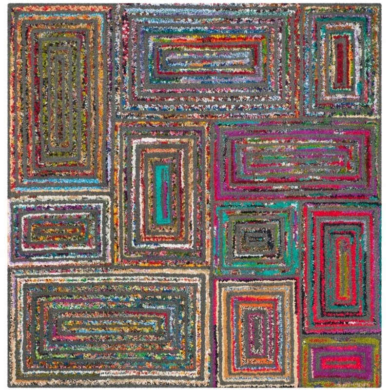 Safavieh Nantucket 3' X 5' Hand Tufted Cotton and Wool Rug in Charcoal