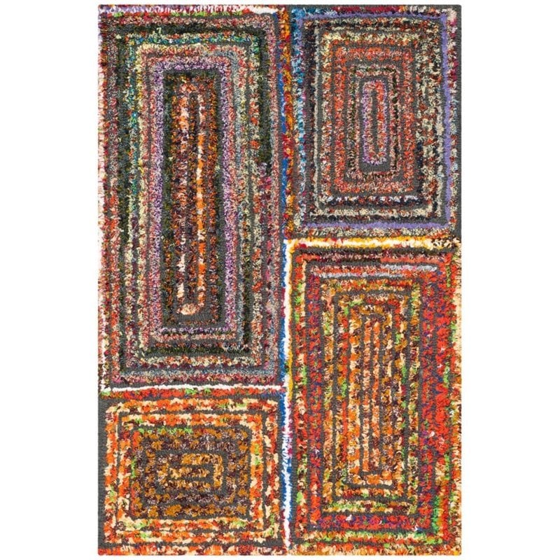 Safavieh Nantucket 4' Square Hand Tufted Rug in Charcoal