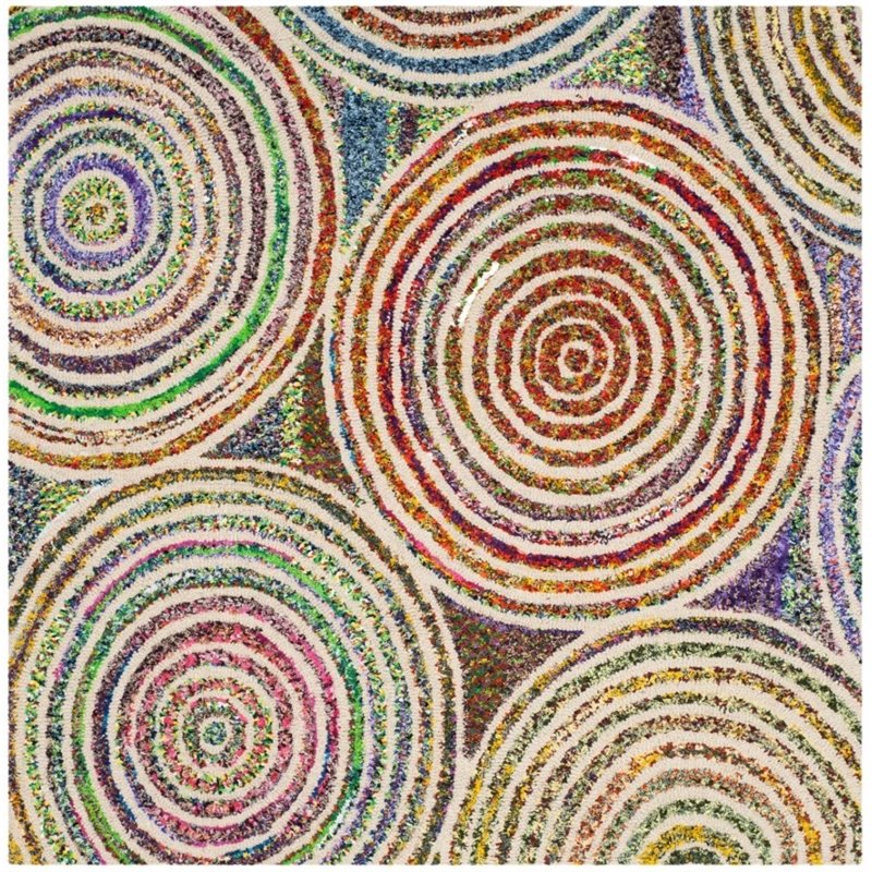 Safavieh Nantucket 4' Square Hand Tufted Cotton Wool Rug in Beige