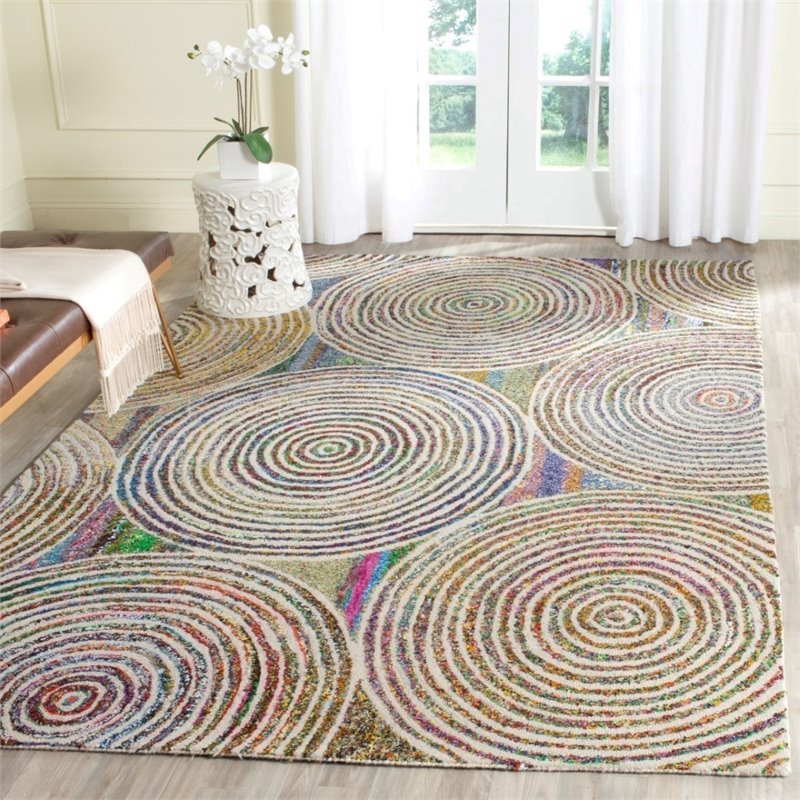 Safavieh Nantucket 4' Square Hand Tufted Cotton Wool Rug in Beige
