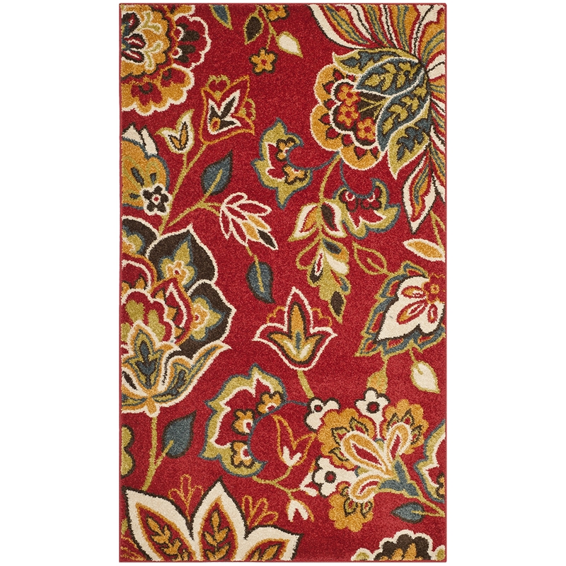 Safavieh Newbury 3' X 5' Power Loomed Rug in Red and Ivory