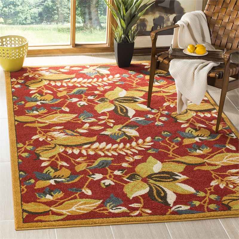 Safavieh Newbury 3' X 5' Power Loomed Rug in Red and Gold