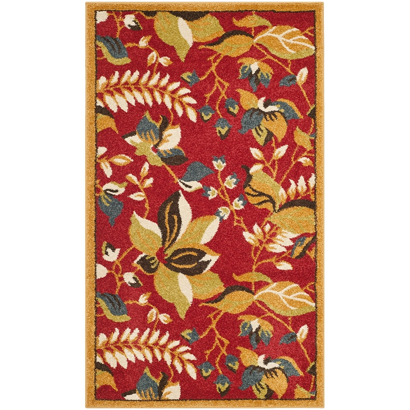 Safavieh Newbury 3' X 5' Power Loomed Rug in Red and Gold