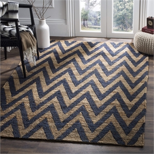 Safavieh Organica 3' X 5' Hand Knotted Jute Rug in Blue and Natural