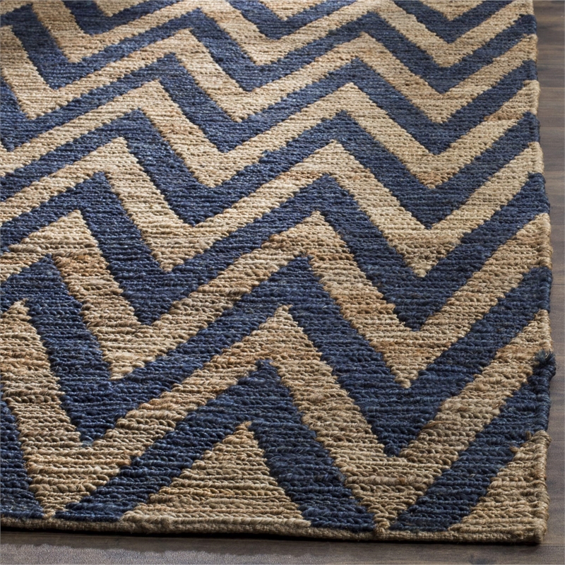 Safavieh Organica 3' X 5' Hand Knotted Jute Rug in Blue and Natural