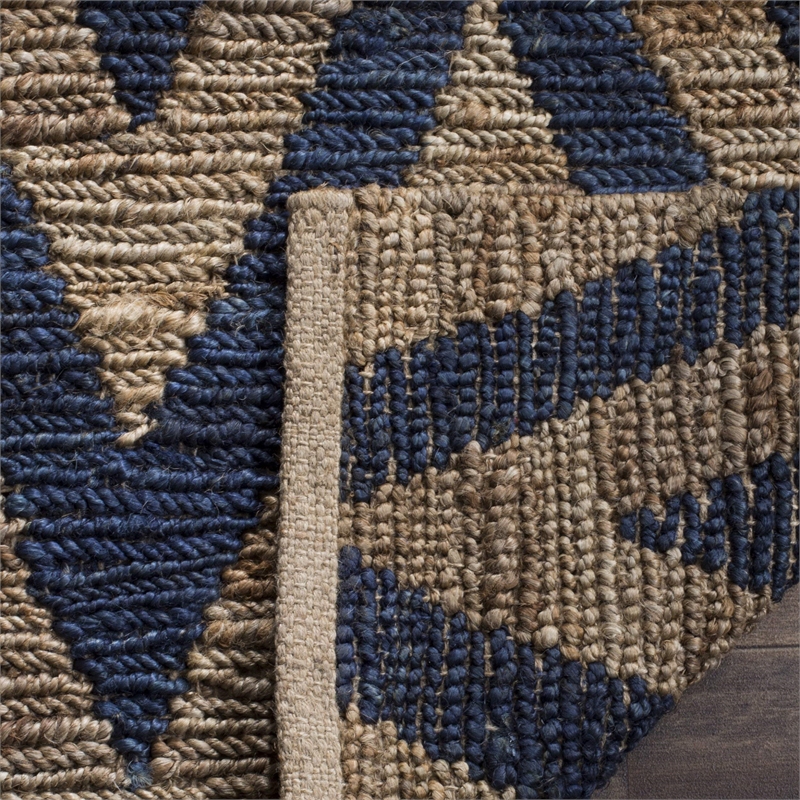 Safavieh Organica 3' X 5' Hand Knotted Jute Rug in Blue and Natural
