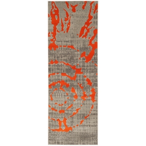 Safavieh Porcello 2'-4&quot x 11'-0&quot Polypropylene Loomed Rug in Light Gray/Orange