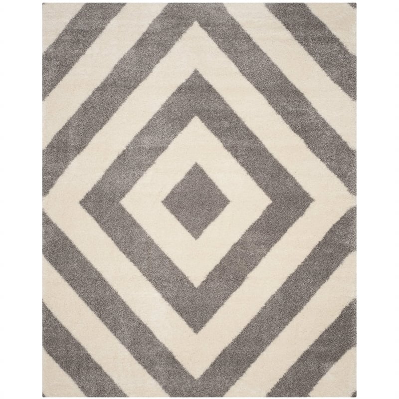 Safavieh Portofino Shag 4' X 6' Power Loomed Rug in Ivory and Gray