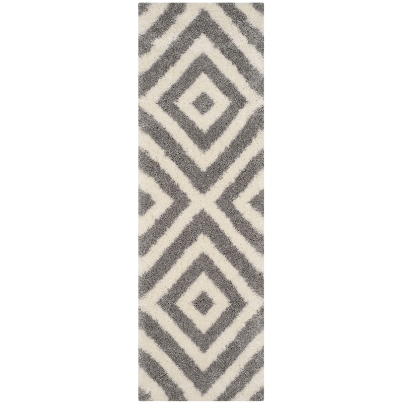 Safavieh Portofino Shag 4' X 6' Power Loomed Rug in Ivory and Gray