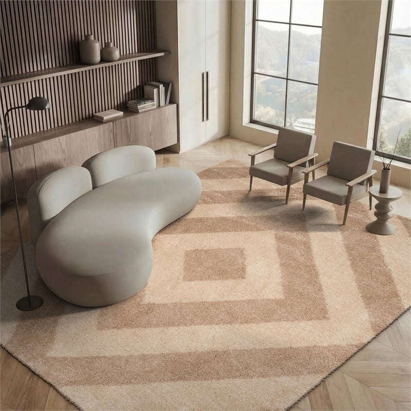 Safavieh Portofino Shag 8' X 10' Power Loomed Rug in Ivory and Gray