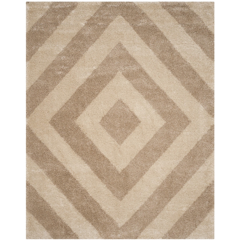 Safavieh Portofino Shag 8' X 10' Power Loomed Rug in Ivory and Gray