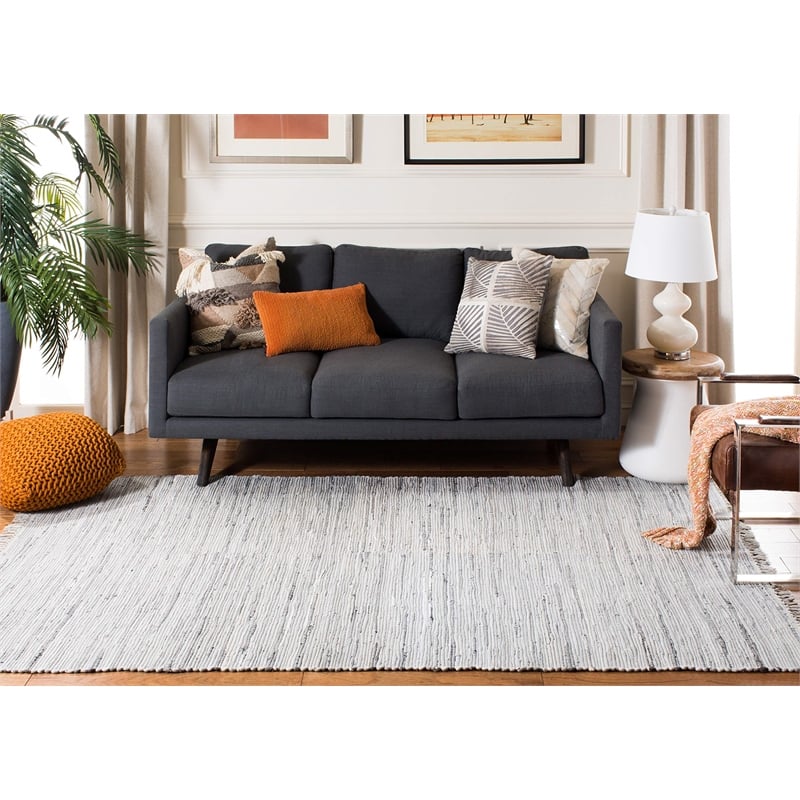 Safavieh Rag 4' Square Hand Woven Cotton Rug in Gray