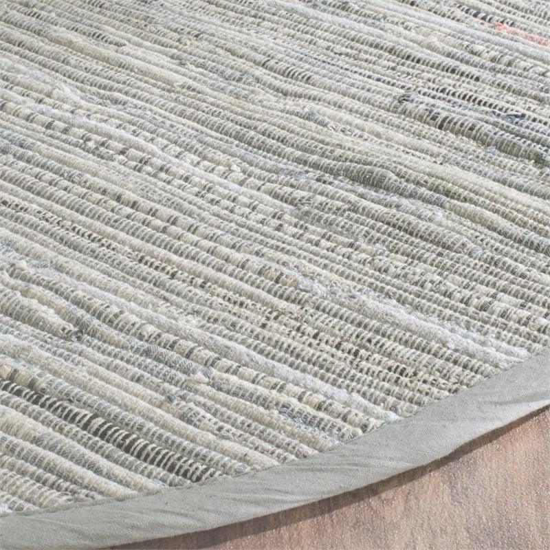Safavieh Rag 8' Round Hand Woven Cotton Rug in Gray