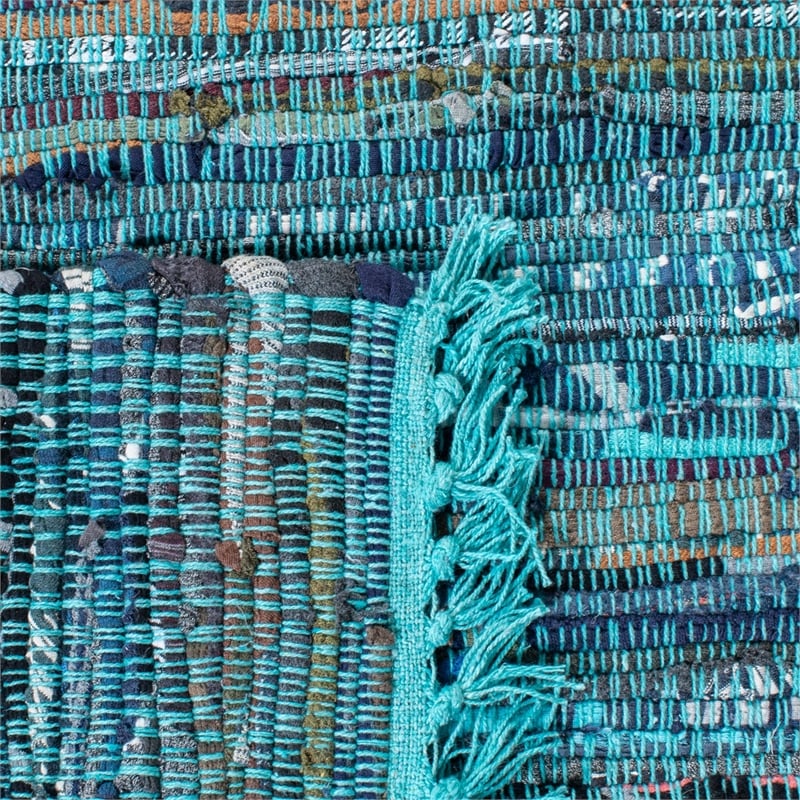 Safavieh Rag 8' Square Hand Woven Cotton Rug in Blue