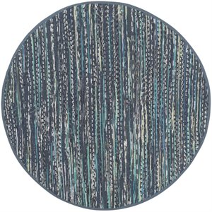 Safavieh Rag 4' Round Hand Woven Cotton Rug in Ink