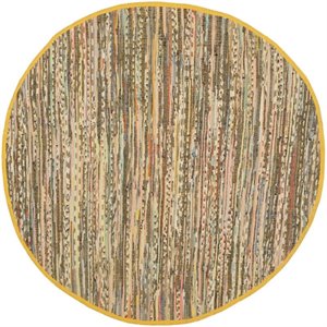 Safavieh Rag 4' Round Hand Woven Cotton Rug in Yellow