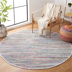 Safavieh Rag 6' Round Hand Woven Cotton Rug in Gray
