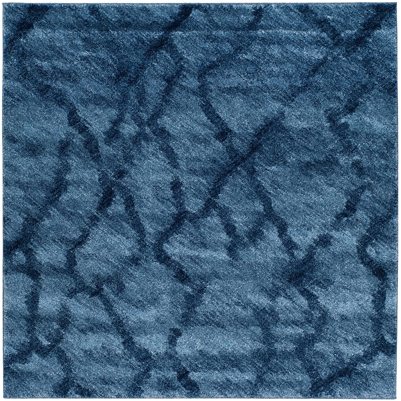 Safavieh Retro 6' Square Power Loomed Rug in Blue and Dark Blue