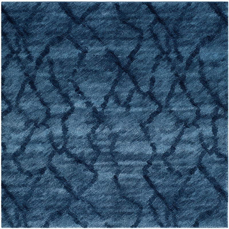 Safavieh Retro 8' Square Power Loomed Rug in Blue and Dark Blue