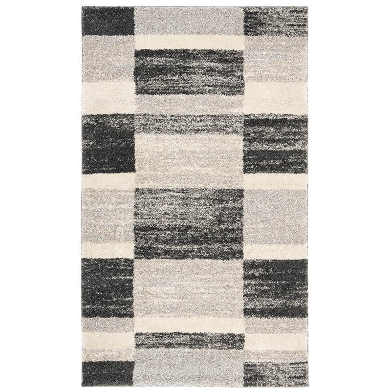 Safavieh Retro 3' X 5' Power Loomed Rug in Black and Light Gray