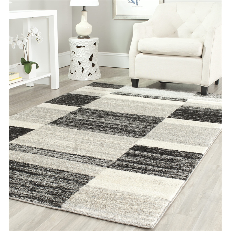 Safavieh Retro 3' X 5' Power Loomed Rug in Black and Light Gray