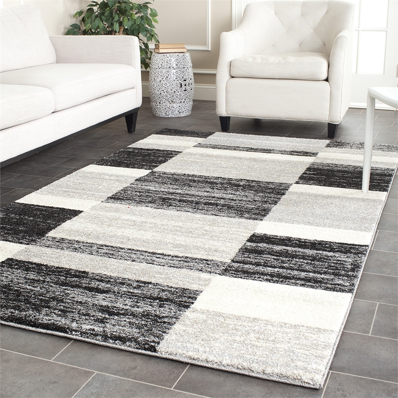 Safavieh Retro 3' X 5' Power Loomed Rug in Black and Light Gray