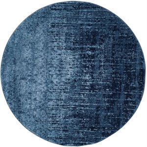 Safavieh Retro 6' Round Power Loomed Rug in Light Blue and Blue