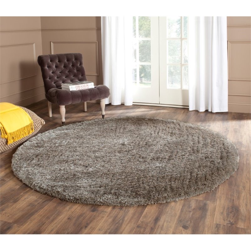 Safavieh South Beach Shag 6' Square Hand Tufted Rug in Silver