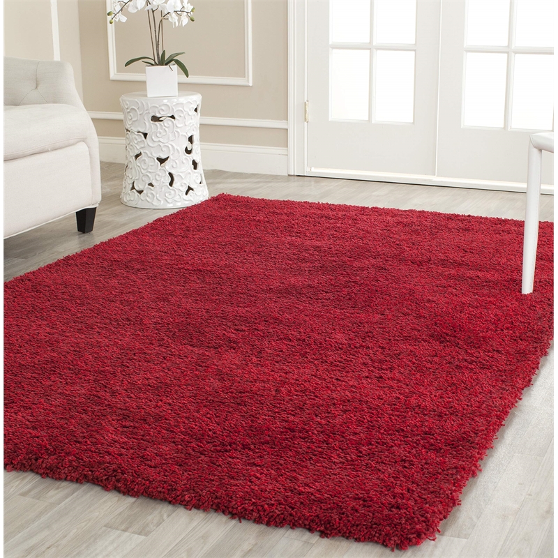 Safavieh California Shag 4' Square Power Loomed Rug in Red