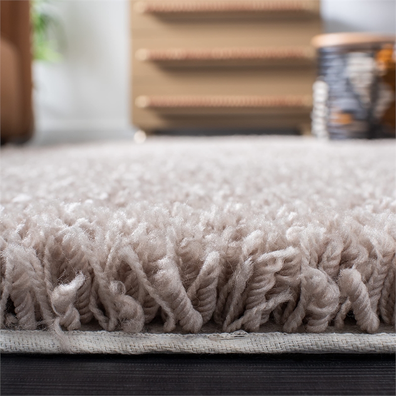 Safavieh Shag 9' Square Hand Tufted Acrylic Rug in Taupe
