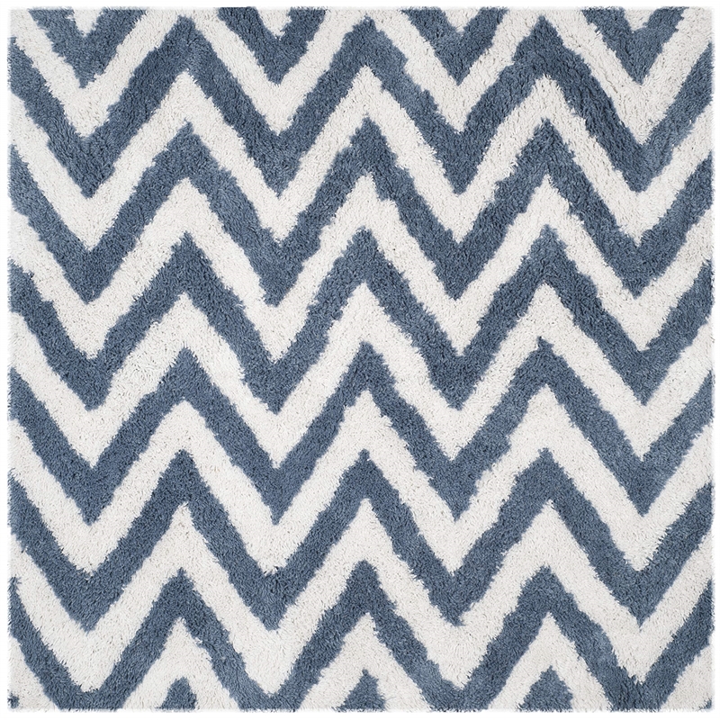 Safavieh Shag 5' Square Hand Tufted Acrylic Rug in Ivory and Blue