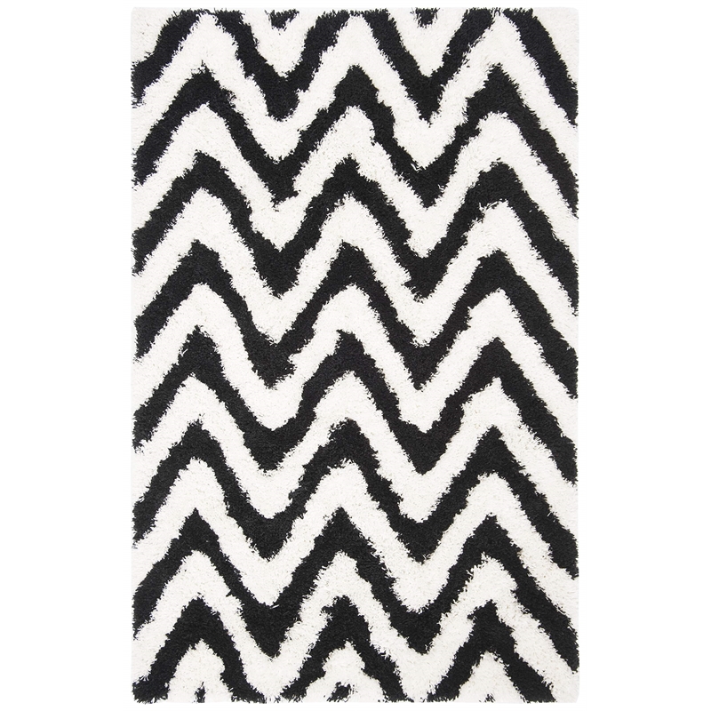 Safavieh Shag 3' X 5' Hand Tufted Acrylic Rug in Ivory and Black