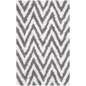 Safavieh Shag 4' X 6' Hand Tufted Acrylic Rug in Ivory and Gray