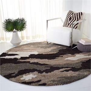 Safavieh Florida Shag 4' Round Power Loomed Rug in Beige