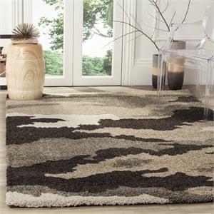 safavieh florida shag 4' square power loomed rug in beige